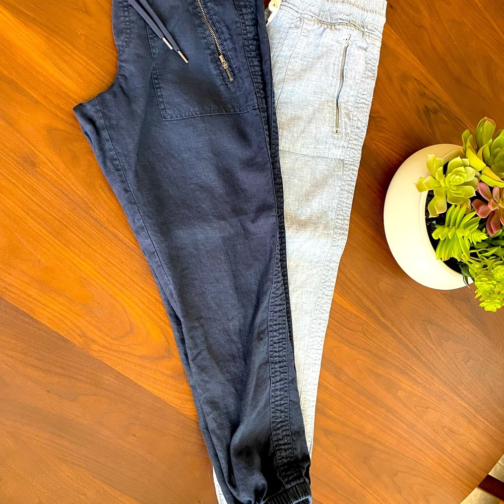 Athlete linen joggers- set of two. Size 4.